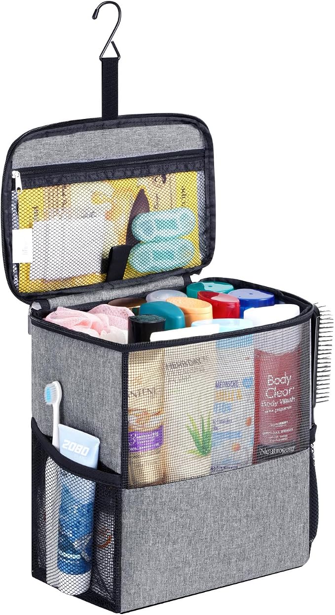 Lifewit Shower Bag Mesh Shower Caddy Portable College Dorm Room Essentials Tote Bag for Bathroom, Gym, Travel, Camping Quick Dry Hanging Shower Organizer Basket Toiletry Bag, Large, Grey