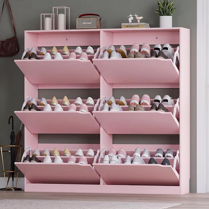 BORNOON Shoe Cabinet with 6 Flip Drawers, Slim Narrow Shoe Storage Cabinet, Freestanding Shoe Organizer for Entryway, Hallway, Foyer