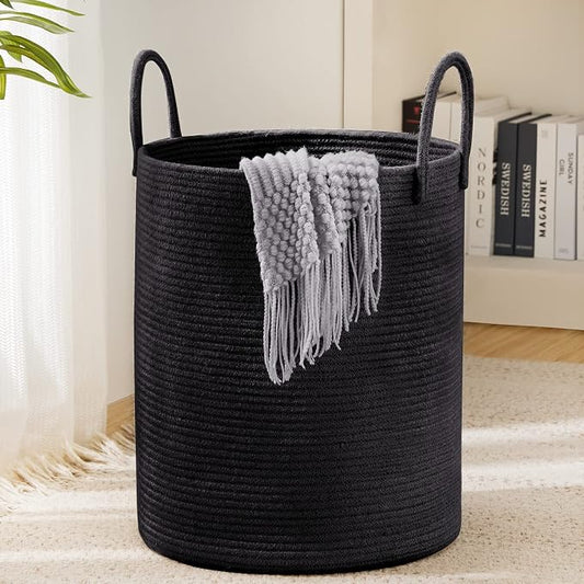 YOUDENOVA Woven Rope Laundry Hamper Basket, 72L Blanket Basket for Nursery | Large Woven Laundry Hamper with Sturdy Handles, Collapsible Home Decor Laundry Basket for Laundry, Clothes, Toys in Bedroom
