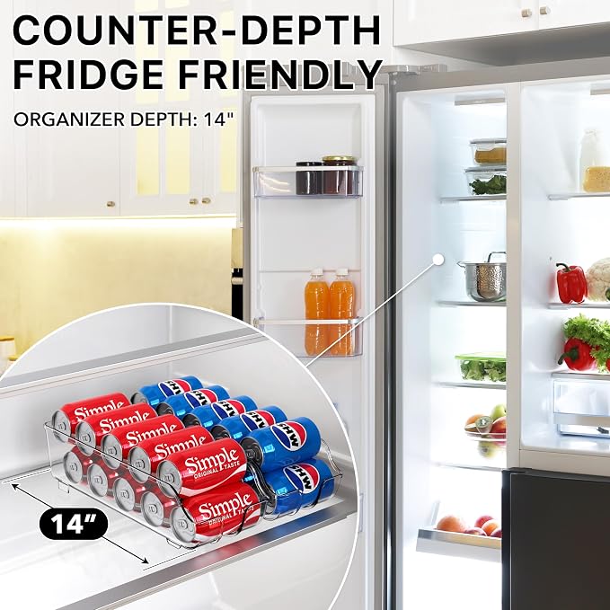 Simple Houseware Soda Can Organizer Dispenser for Refrigerator/Pantry | Clear