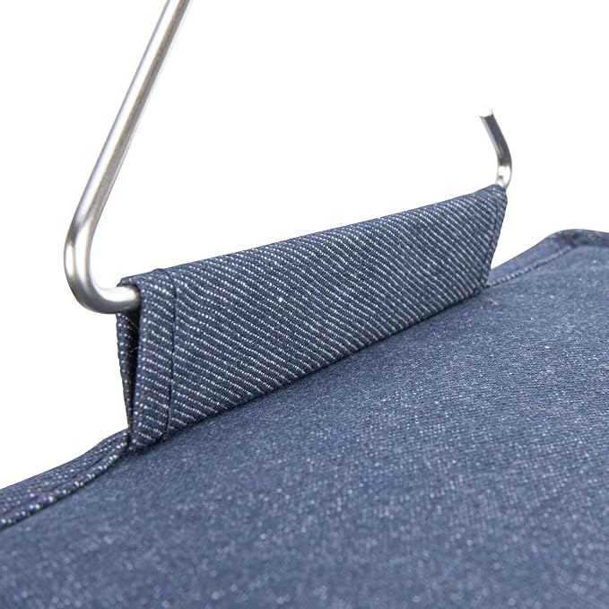 Household Essentials Hanging Narrow Cotton Blend and Plastic Closet Organizer with 10 Storage Shelves, Denim