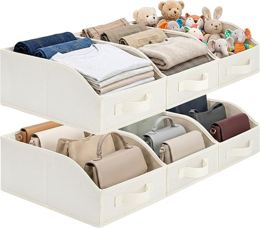 GRANNY SAYS Closet Organizers, 10"Lx15¾"Wx6¾"H Pearl White, 6-Pack | Fabric Storage Bins for Closet Shelves, Cube Shelf, Closet Organizers and Storage for Clothes, Purse, Toys, Towels