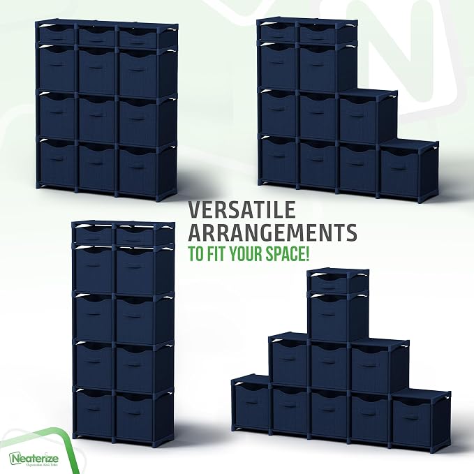 Cube Storage Organizer with Storage Bins Included - The Perfect Closet Organizers and Storage Solution. Includes 12 Storage Cubes, Great For Toy Storage, Closet Storage, Clothes Storage (Navy)