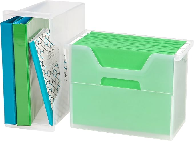 IRIS USA 6-Pack Medium Desktop File Box with Open Lid, Clear | Organize paperwork, mail, magazines, and office supplies with portable storage for desks, classrooms, and home workspaces