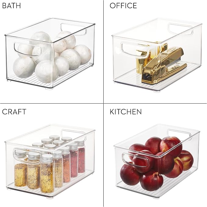 iDesign Stackable Clear Plastic Bin, 6-Pack | Kitchen Organizers and Storage, For Fridge and Pantry