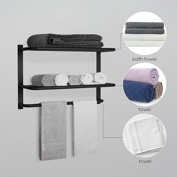 3-Tier Bathroom Towel Rack, SUS 304 Wall Mount, Matte Black