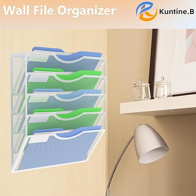 Kuntine.B Wall File Organizer Office Hanging Magazine Holder Wall File Organizer for Office Home
