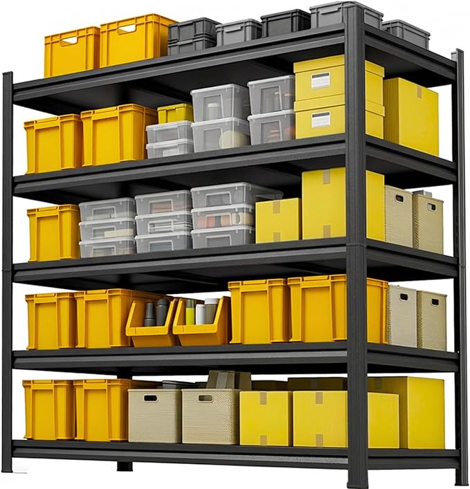 Garage Shelving, 3300 LBS Storage Shelves 63''H×45.28''W×16''D | 5-Tier Garage Storage Shelves,Adjustable Industrial Shelves with Thickened Double-Layer Posts for Garage