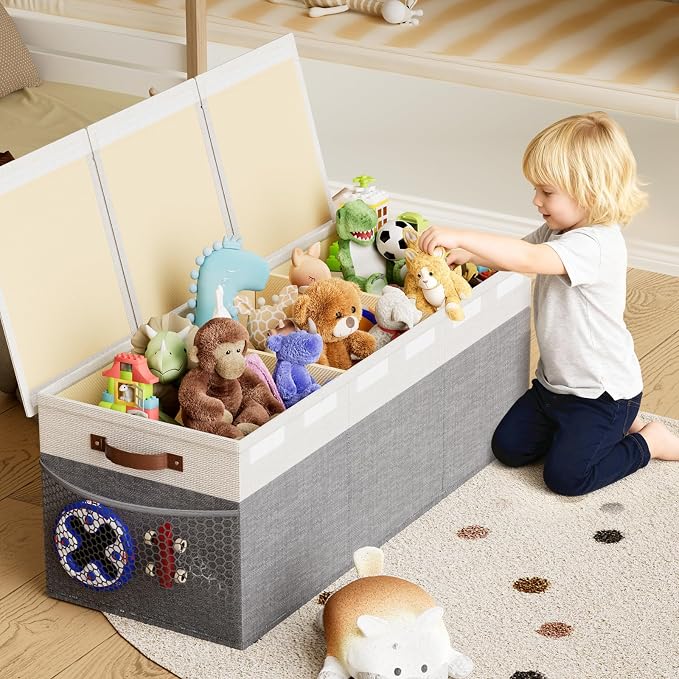 Dayacoco Extra Large Toy Box, Collapsible toy Storage, Kids Organizer, Gray | Collapsible & Sturdy. For Kids, Boys & Girls. Organizes Toys, Books & Blankets. For Playroom, Nursery & Bedroom.