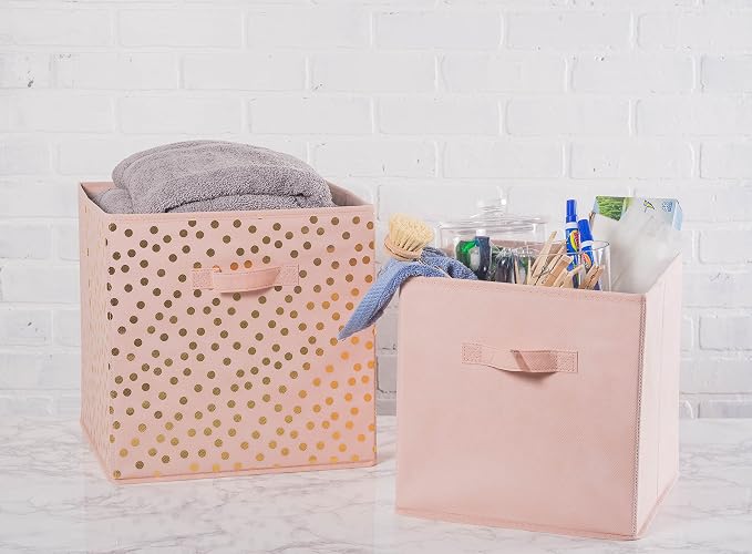DII Collapsible Storage Organizer Bin, Large, 13" Cube, Pink, 2 Count