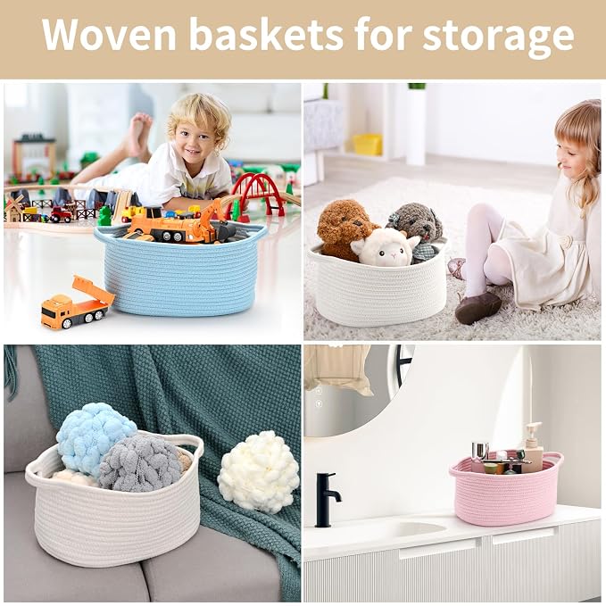 Happyiren Yellow Woven Storage Basket with Handle – Versatile DIY Gift Basket for Mother's Day, Baby Shower, Burr, Fundraisers – Decorative Organizer for Baby Toys, Pets & Home Storage