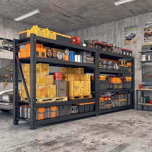 Bepatio 11000LBS Industrial Storage Shelves 2-Pack, 72"H x 60"W x 24"D Super Heavy Duty Shelves, 4-Tier Adjustable Rivet Metal Shelving Unit for Warehouse Distribution Center, Commercial Garage Shop