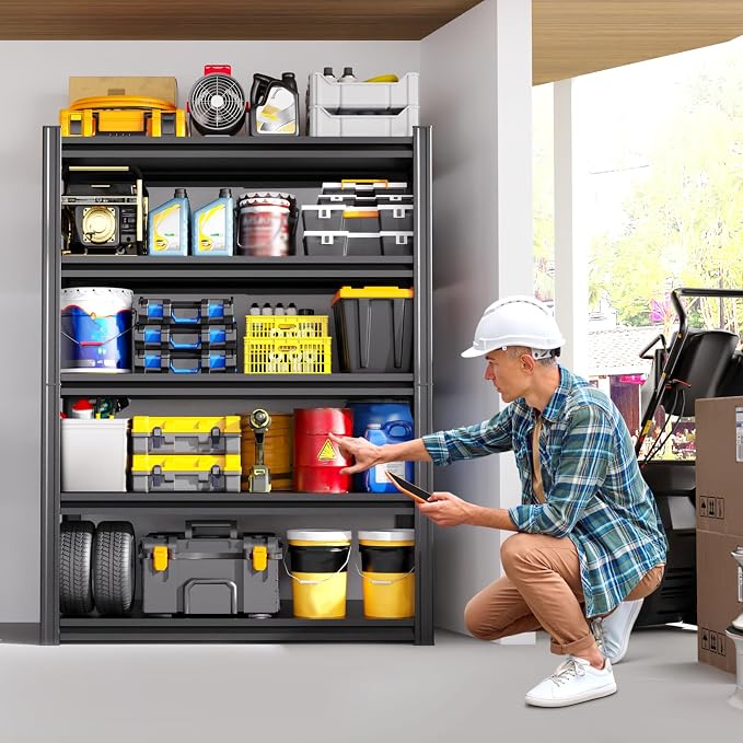 5-Tier Heavy Duty Metal Garage Shelving, 71.2"Hx46"Wx20"D, Adjustable Storage Shelves Unit for Garage Storage, Metal Shelving & Shelves Organizer for Home, Warehouse, Workshop & Commercial Use