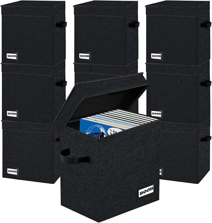 10 Pack Comic Book Storage Short Box, 11.8" X 9.8" X 7.8", Holds 100-120 Collection Book, Heavy Duty Comic Collection Gift Bin Container Holder Shelf (Black)