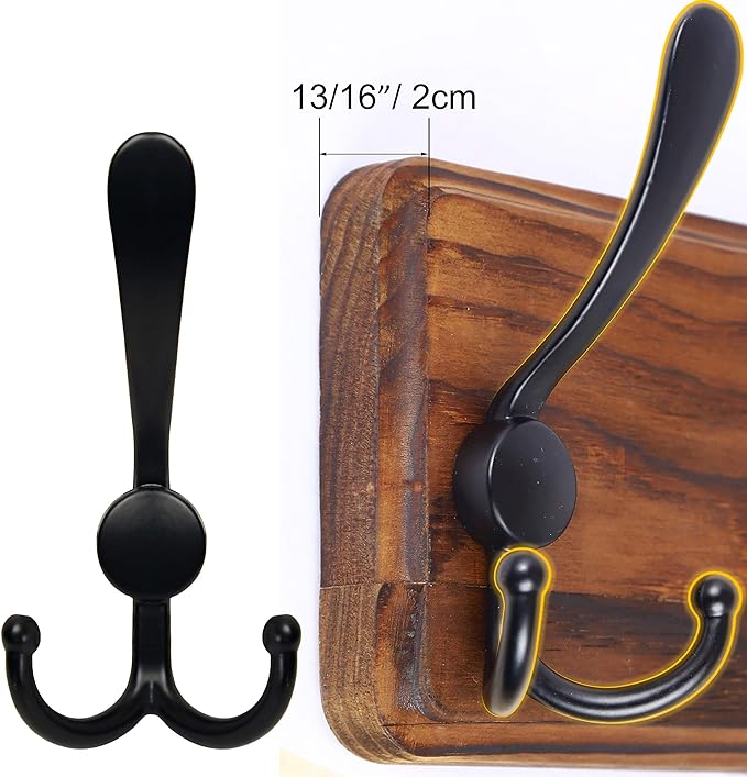 SKOLOO Rustic Coat Rack Wall Mount, 10 Hooks, 38.6'' Long, Brown, Pack of 2 | Rustic finish, 100 lb capacity, entryway bedroom mudroom, wall mount, 16" stud spacing, hardware included, rustproof hooks