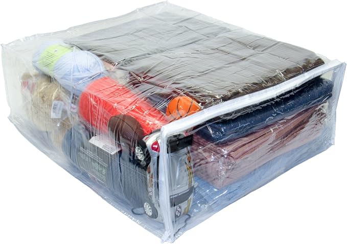 5-Pack X-Large (20" x 23" x 8") Heavy Duty Vinyl Zippered Storage Bags (Clear) for Sweaters, Blankets, Comforters, Bedding Sets (15.9 Gallon)