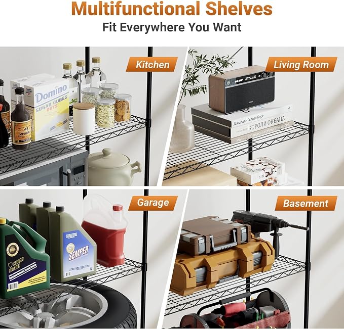 Simple Deluxe Heavy Duty 3-Shelf Shelving with Wheels, Adjustable Storage Units, Steel Organizer Wire Rack, 24.02”L x 13.78“W x 31.89”H, Chrome, HKSHLF23133003CPC