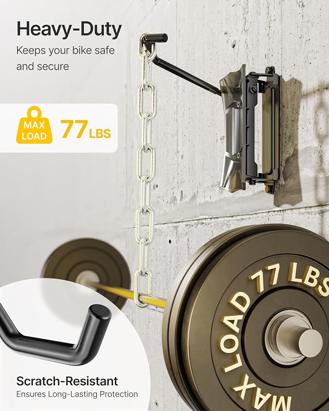 monTEK Swivel Bike Wall Mount for Fat Tire, Up to 4.5" Tire Width, 2 Pack | Swivel Bike Wall Hanger, Holds Up to 77lbs, Space-Saving Bike Rack, Heavy Duty Bike Storage for Garage Tool Room Storehouse