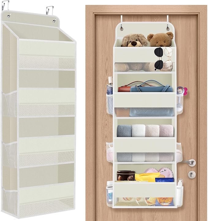 1Pack Over The Door Organizer Large Capacity Hanging Storage Room Organizer | 40 lb Capacity, Ultra-Sturdy, Foldable, Mesh Design with Clear Window, Space-Saving Organizer for Pantry, Nursery & Closet