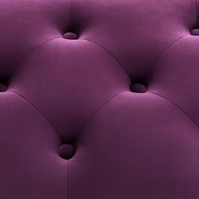 Zihanhome Velvet Storage Ottoman Bench, Button Tufted Ottoman with Hidden Storage, Upholstered Foot Rest Stool with Solid Wood Legs for Living Room, Bedroom, Entryway & Small Spaces (Purple)
