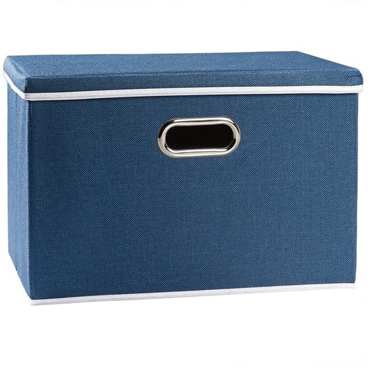 PRANDOM Large Collapsible Storage Bin with Lid [1-Pack] Fabric Foldable Storage Box Organizer Container Basket Cube with Cover for Home Bedroom Closet Office Nursery Royal Blue(17.7x11.8x11.8)