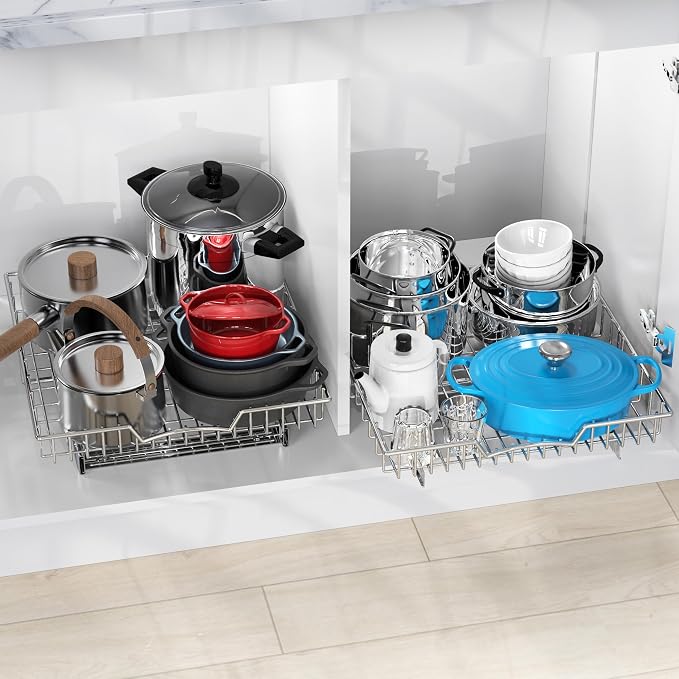 Simple Houseware Under Cabinet Pull Out Sliding Shelf Drawer, 18Dx17W | for Kitchen Organizer