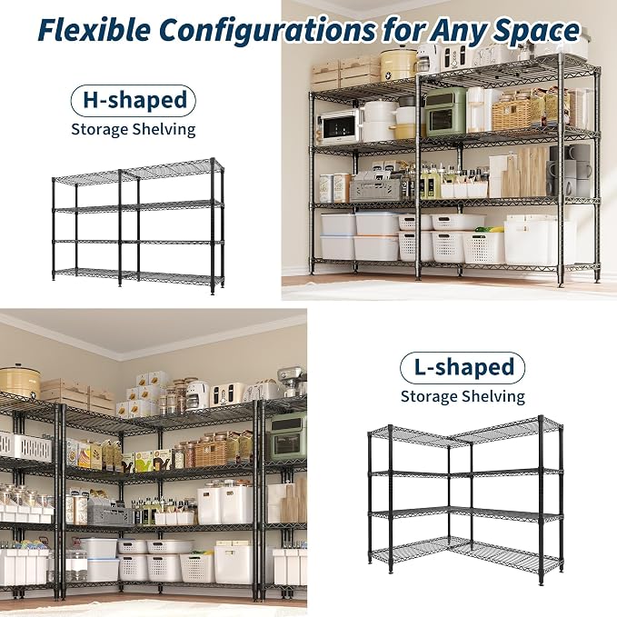 Garvee 70.8" W Storage Shelves Metal Shelving Unit Heavy Duty for Pantry