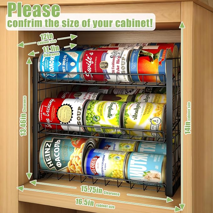 JKsmart 3-Tier Stackable Can Rack Organizer for Pantry, Adjustable Can Storage Holder for Various Ounces of Canned food Soda Drinks, Can Dispenser for Kitchen Cupboard Cabinet, 2 Pack