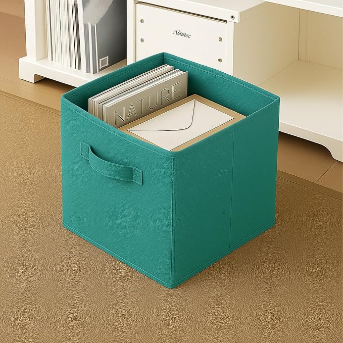 ShellKingdom Storage Bins, Foldable Fabric Storage Cubes And Cloth Storage | Storage Organizer For Closet And Toys, 10.5x10.5x11 INCH, 6 Pack (Forest Green)