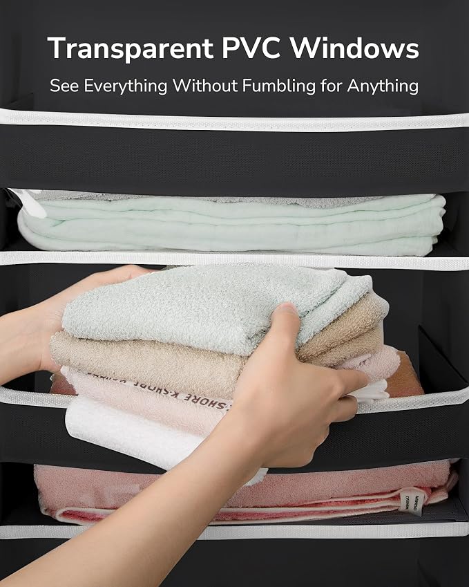 ULG Over The Door Organizer with 6 Large Pockets 12 Side Pockets, 50lbs Weight Capacity Door Hanging Organizer for Bedroom, Bathroom Black