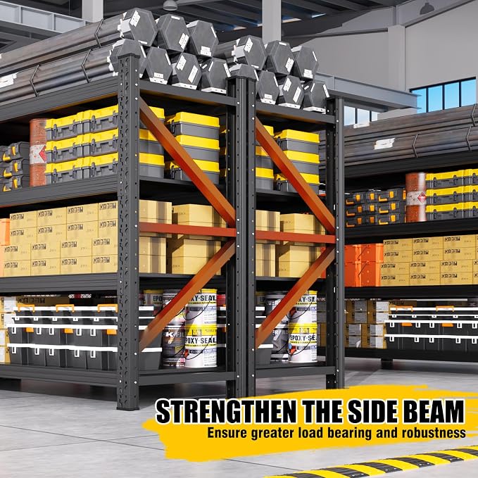 2 Set 79" W Heavy Duty Storage Shelves, 8000LBS Adjustable Garage Shelving Unit, Rust Proof Large Metal Storage Rack, 24" Dx79 Wx74 H Industrial Shelving for Warehouse, Basement, Supermarket