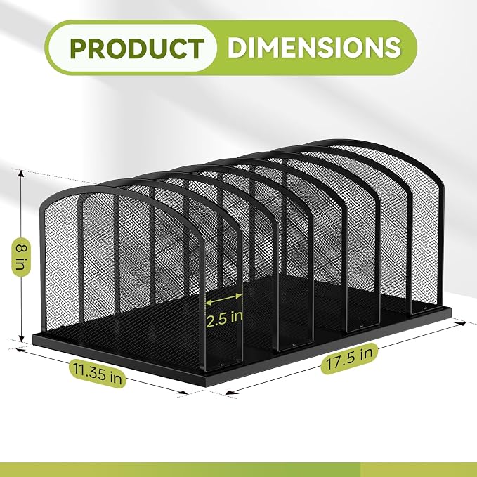 MINDEPOT Desk File Organizer 7 Sections Upright Mesh File Sorter Organizer for Desk, Office Organization File Holder for Home, Office & Classroom (Black, 2Pack)