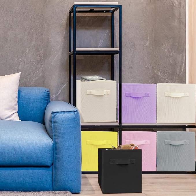 3 Pcs Storage Cubes, 10.5 Inch Collapsible Storage Bins, Fabric Foldable Bins for Organization, Durable Storage Bins for Closet, Shelves, Offices (Light Purple)