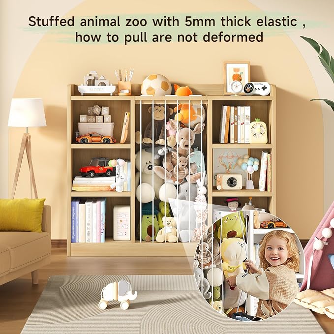 2-in-1 Toy & Stuffed Animal Organizer, Kids 6-Cube Storage Shelf with Rounded Corners & Anti-Tip for Playroom Bedroom
