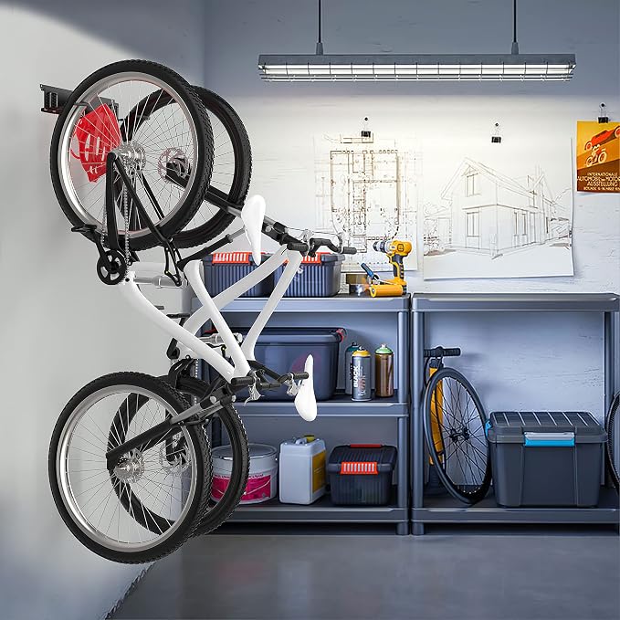 Ultrawall Bike Rack, Garage Bike Rack Wall Mount for 2 Bicycle and 1 Helmet, Heavy Duty Bike Storage for Home Space Saving Holds Up to 100lbs (Pack of 2)