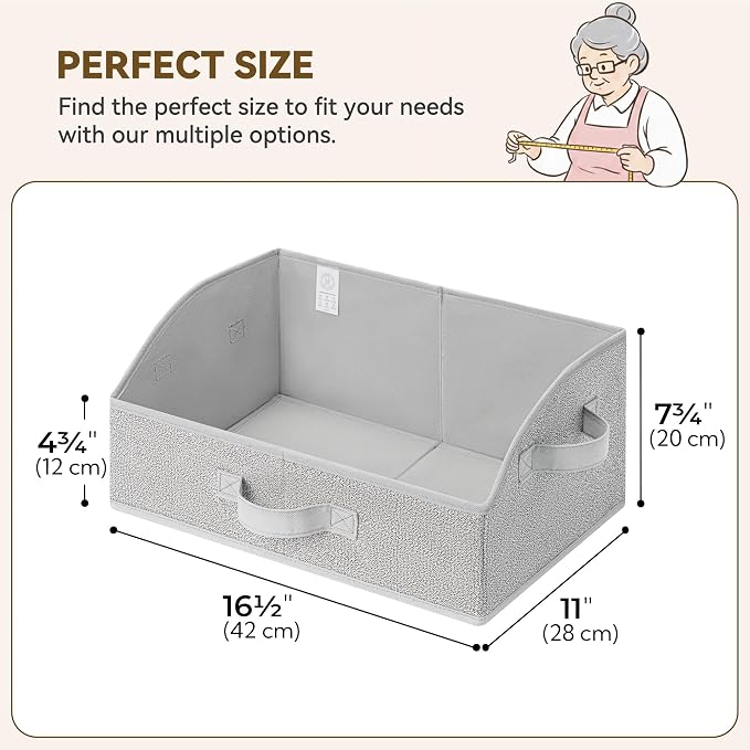 GRANNY SAYS Trapezoid Closet Storage Bins, Medium, Gray, 3-Pack | Closet Organizer Bins for Shelf, Closet Organizers and Storage for Purses, Clothes, Toys, Towels, 16½"Lx11"Wx7¾"H