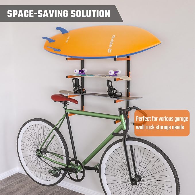 Lumber Storage Rack, Snap-Fit Connection Lumber Rack Wall Mount, Heavy Duty Metal 8 Level-32 Inch Wood Storage Rack