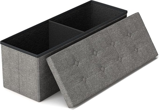 GLAXYFUR 43 Inches Folding Storage Ottoman Bench, Storage Chest, Grey | Ottoman Foot Rest, End of Bed Bench, Load 660 lb, Storage Box for Living Room, Bedroom, Entryway