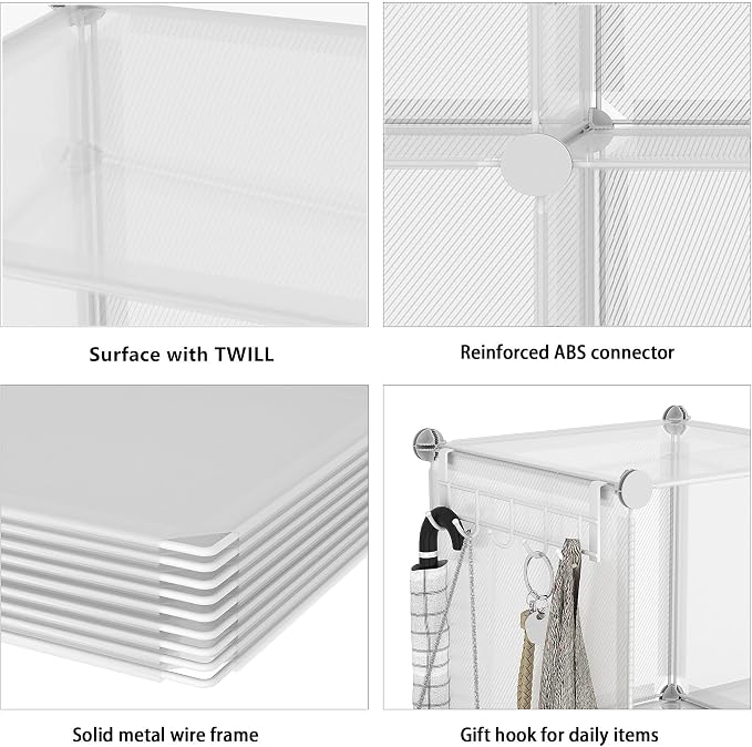 AWTATOS Cube Storage Organizer, Closet Organizers, 6 Cube Shelf, Clear | Portable Closet Storage Shelves, DIY Stackable Storage Cubes Bookshelf, Plastic Clothes Organizer Shelving for Bedroom, Home