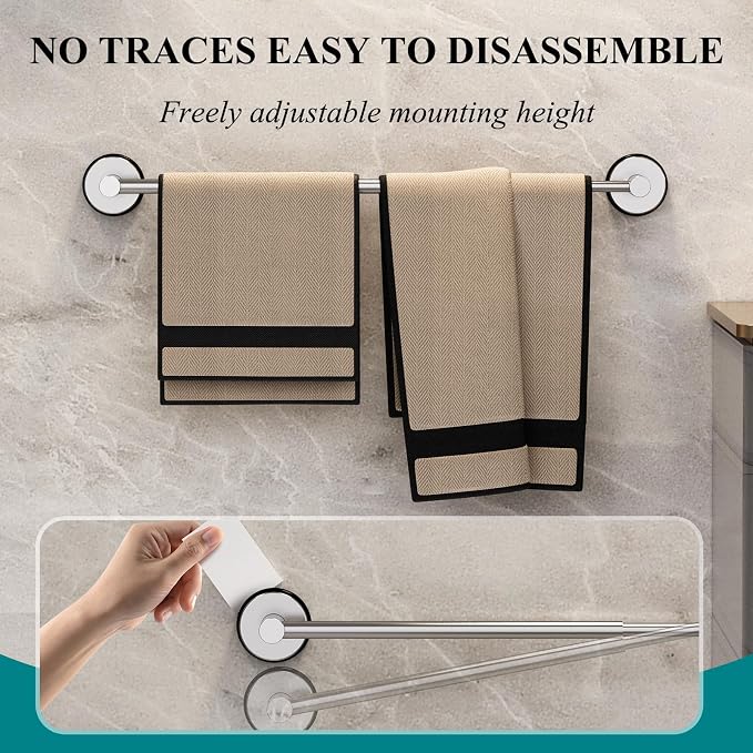 Towel Bar for Bathroom Wall,Adjustable 12~21 Inch Towel Racks for Bathroom Wall Mounted, Towel Holder for Glass Shower Door,Apparment Essentials,Home Decor-Silver(2pcs)