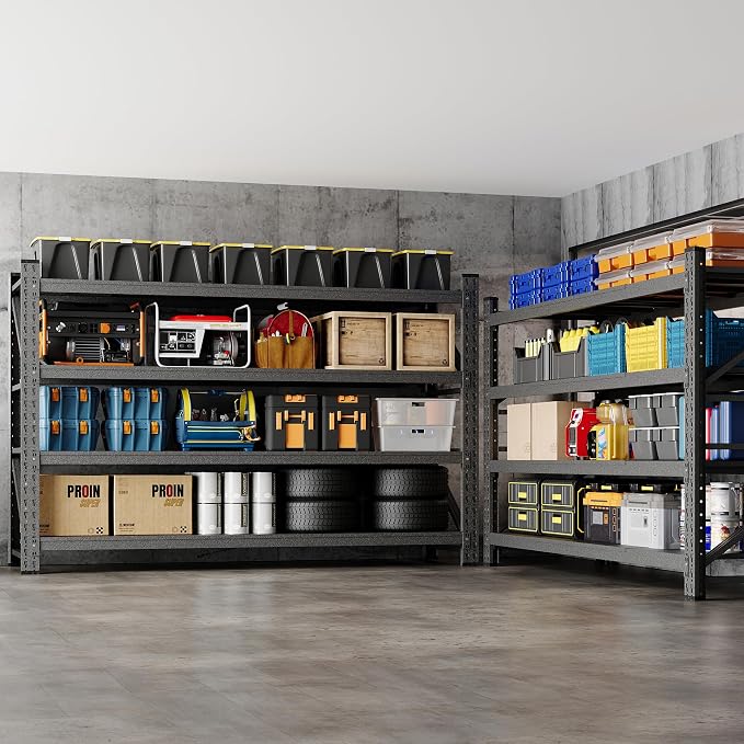 BYNSOE 68" W Storage Shelves 8000lbs Garage Metal Shelving Heavy Duty Garage Shelves Adjustable Storage Shelves for Industrial, Factory, (68" W X 24" D X 63.5" H)