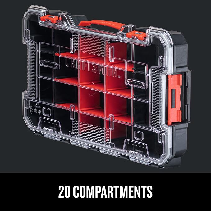 CRAFTSMAN VERSASTACK Storage Organizer, Small Parts Organizer, 20-Compartments, Lid Includes Secure Latch (CMST17828)