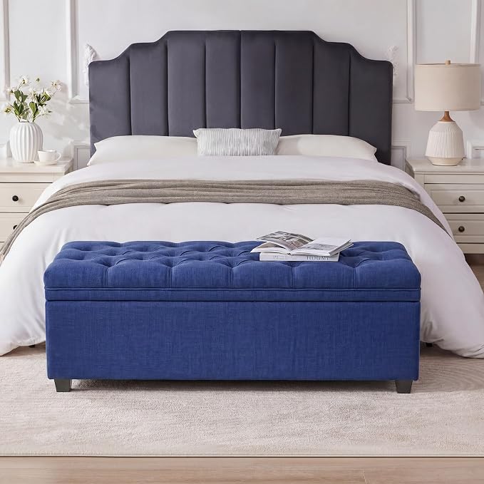 Mangodan 50 Inch Large Storage Ottoman, Tufted Ottoman with Storage | End of Bed Ottomans for Living Room, Bedroom, Modern Entryway Benchs
