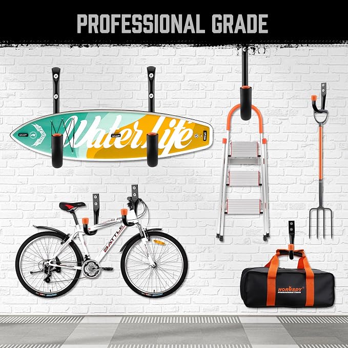 HORUSDY 10-Pack Garage Hooks, Utility Hook, 9" & 6” Garage Heavy Duty Wall Hook for Bikes, Kayak and Hanging Ladders