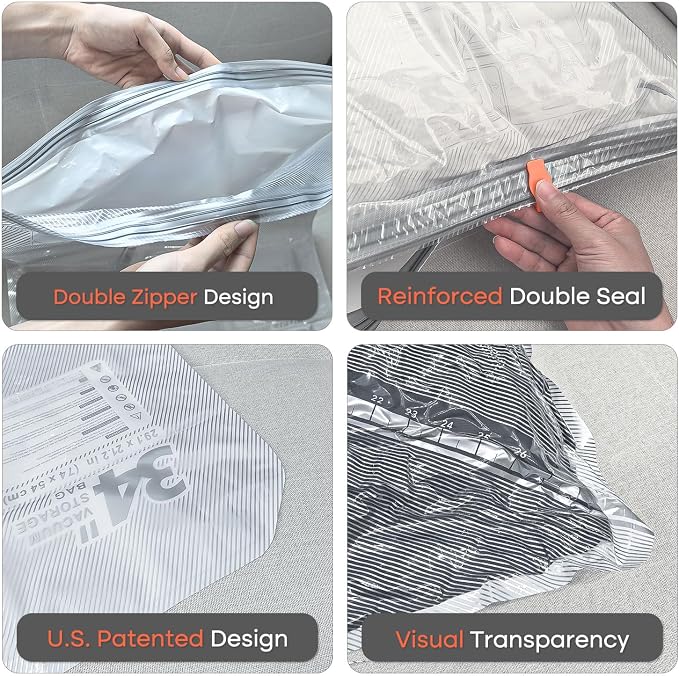Vacbird Vacuum Seal Bags for Clothing with Rechargeable Cordless Pump, 12 Pack Compression Packing Bags, Space Saver Storage for Seasonal Clothes Bedding Blanket Pillows Comforters Luggage Travel