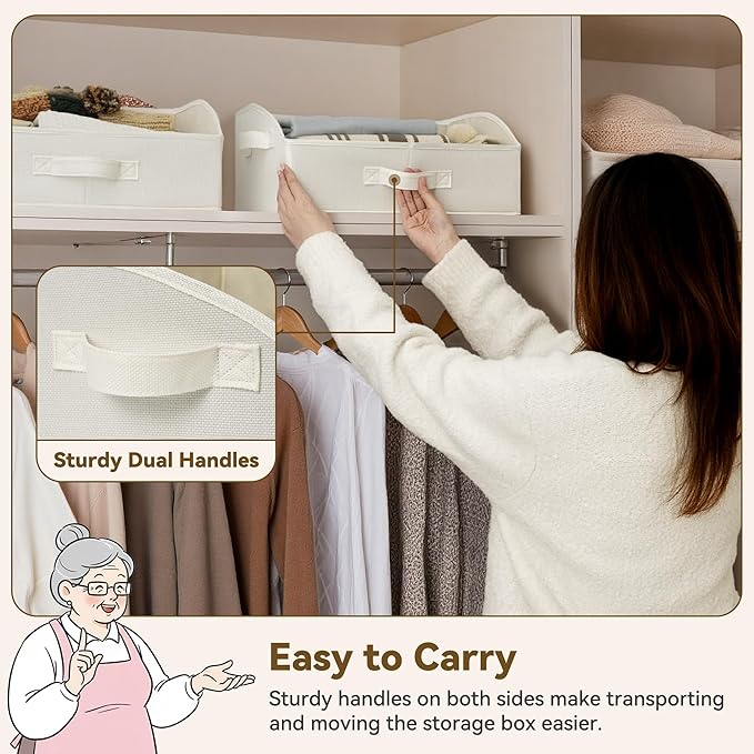 GRANNY SAYS Trapezoid Closet Storage Bins, Medium, Pearl White, 3-Pack | Closet Organizer Bins for Shelf, Closet Organizers and Storage for Purses, Clothes, Toys, Towels, 16½"Lx11"Wx7¾"H