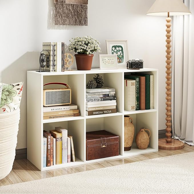 Giantex 6-Cube Bookcase, 3-Tier Cubby Bookshelf, Horizontal Vertical Display Rack with Anti-Tipping Kits, Modern Storage Organizer Shelf Unit for Bedroom, Living Room, Study Room, White | Horizontal Vertical Display Rack with Anti-Tipping Kits, Modern ...
