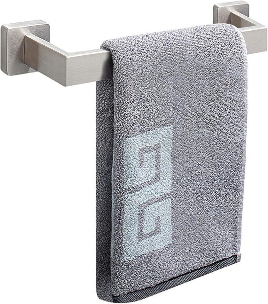 NearMoon Towel Bar, Bath Accessories Premium Thicken Stainless Steel Square Shower Towel Rack for Bathroom, Towel Holder Wall Mounted (1 Pack, Brushed Nickel, 12 Inch)
