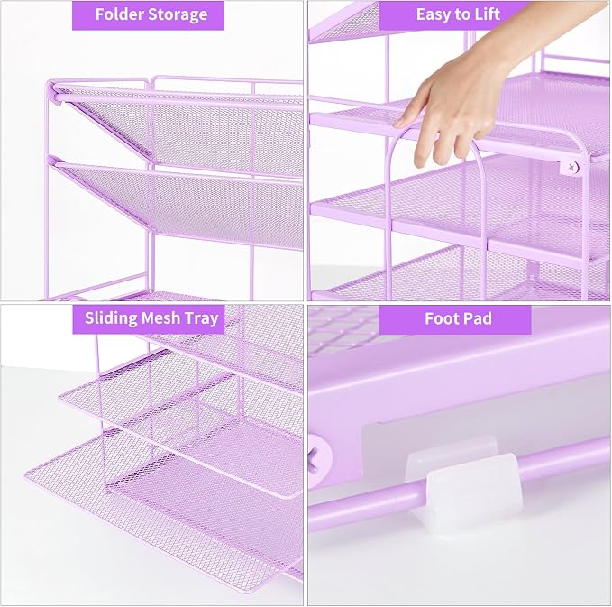 OPNICE 6-Tier Letter Tray Paper Organizer, Desk Organizers and Accessories, Desktop File Organizer, Office Desk Accessories for Office Supplies(Purple)