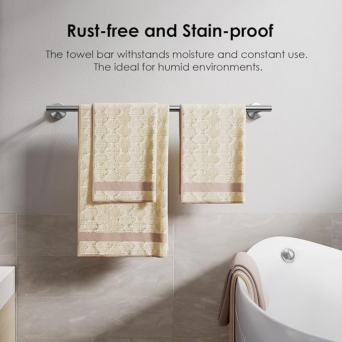 FORIOUS Towel Bar 30" Towel Racks for Bathroom Wall Mounted Brushed Nickel | Total Length 32 Inch, Rustproof, Stainless Steel Towel Holder, Wall Mounted for Bathroom Bedroom, Heavy Duty, Space Saving